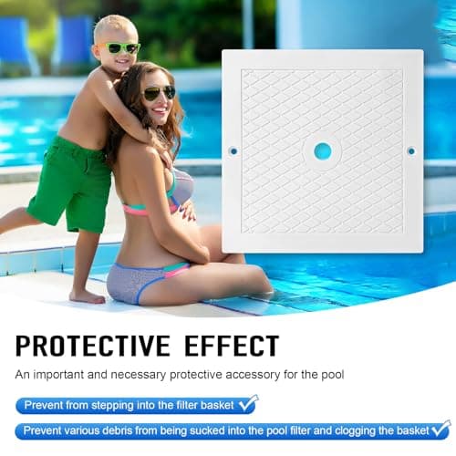 10'' Pool Skimmer Lid/Cover Replacement for Hayward SPX1082E, SP082 1083 1084 1085 SP1086, Square Skimmer Basket Deck Covers Plate for Inground Pools, Heavy Duty Plastic, White, 2 Pack