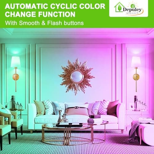 Depuley Battery Operated Wall Sconce: Set of 2 Wireless Wall Lights with Remote for Bedroom - Rechargeable 15 Colors Gold Wall Lamp for Living Room Hallway