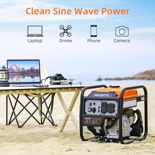 Power Equipment 4000 Watts Inverter Generator Gas Powered, Portable Open Frame Generator, Low Noise with ECO Mode and Inverter Technology, RV Ready, Emergency Home Backup