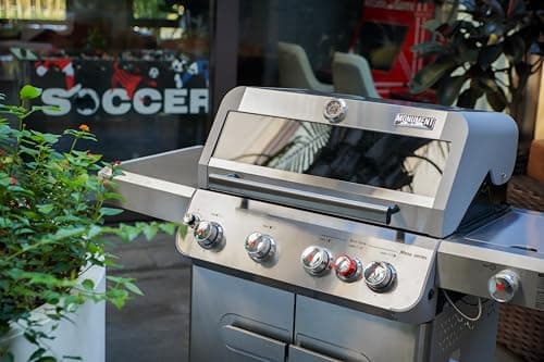 Monument Grills Outdoor Barbecue Stainless Steel 4 Burner Propane Gas Grill, 62,000 BTU Patio Garden Barbecue Grill with Side Burner and Knob Controls, Mesa415BZ