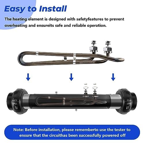 5.5KW 240V Titanium Hot Tub Spa Heating for Universal Heating Element Replacement for Flo-Thru, Also fit for Balboa Spa Heater Element and Spas Electric Heaters Or Swimming Pools -(10 inch)