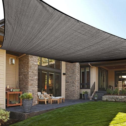 LOVE STORY 8/10/12/13/14/16/20 Rectangle Dark Grey Sun Shade Sail Canopy UV Block Cover for Outdoor Patio Garden Backyard, 8' x 12' Dark Grey