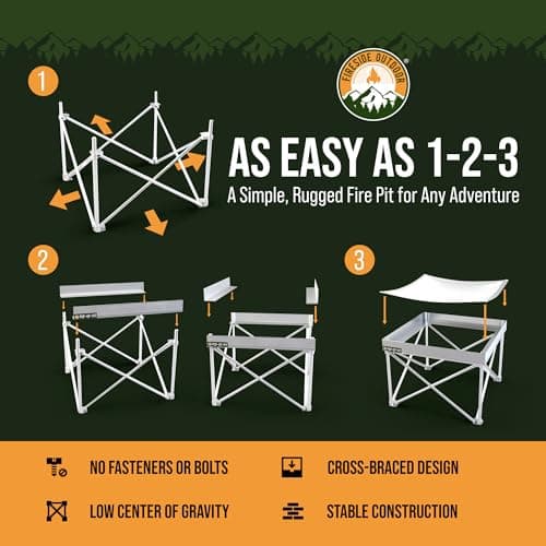 Fireside Outdoor Portable Fire Pit for Camping 24 Inch- Collapsible Pop Up Fire Pit, Outdoor Camp Fire, Wood Fire Pits for Outside, Campfire Standing Fire Pit, Weighs 7 lbs, Heat Shield NOT Included