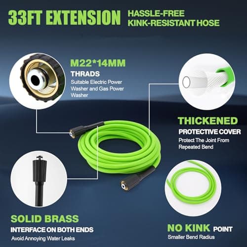 2025 New 4800PSI Electric Pressure Washer, Power Washer with 33FT Resistant Extension Hose and 4 Nozzles, Compatible with Extended Undercarriage Cleaners, Professional Powerwashers for Home/Car(Green)
