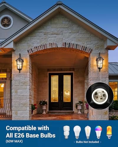 DEWENWILS Outdoor Wall Light Fixtures Wall Mount, Black Roman 17.7" H Exterior Wall Lantern, Anti-Rust & Waterproof, Water Ripple Glass, Outside Wall Sconce Porch Light for House, Garage