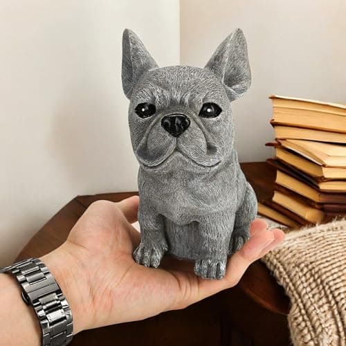 French Bulldog Statue 6.3 Inch – Polyresin Realistic Dog Figurine for Home Décor, English Bulldog Ornament Outdoor Garden, Lawn Gnome, Yard Art, and Flower Bed Decoration
