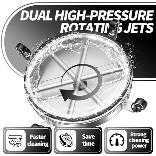 15" Pressure Washer Surface Cleaner with 4 Wheels - Stainless Steel Surface Cleaner for Pressure Washer Attachment for Concrete, Patio, Sidewalk, Deck, Driveways and Daily Washing - PWS 15