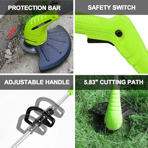 GardenJoy Weed Wacker Battery Operated: 12V Cordless Grass Trimmer with 2.0Ah Battery, Fast Charger and 3 Types Cutting Blade, Portable Electric Lawn Trimmer for Garden Yard Weeding Work