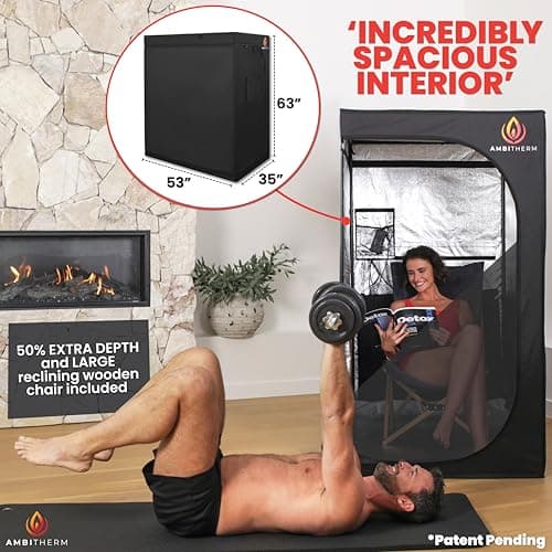 Extra Large Portable Infrared Sauna – Large Sauna Tent, + 50% Legroom, Warm Relaxation with 6 Infrared Panels; Comfortable High-Back Chair and Tablet Holder