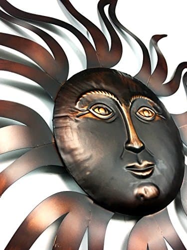 Bellaa 20018 Large Sun Metal Wall Art Sculpture Indoor Living Room Outdoor Garden Patio Farmhouse Home Decor Hanging Retro Rustic Statue Figurine