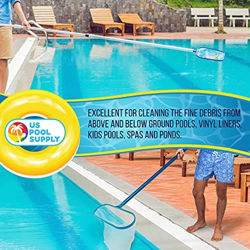 U.S. Pool Supply Professional Swimming Pool Leaf Skimmer Net and Leaf Rake Net Set - Cleans Out Debris Fast, Pool Maintenance - Clean Pool Liners, Spas, Ponds and Kids Inflatable Pool