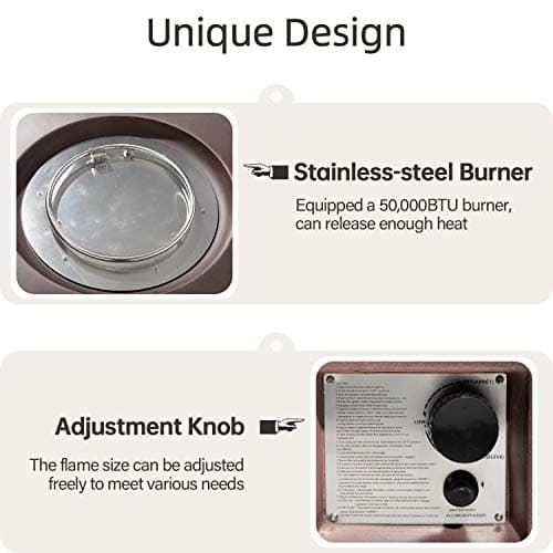 HOMPUS Outdoor Propane Fire Pit, 42 inch Round Gas Fire Pit Table,CSA Certified,Fire Table w 50000 BTU Stainless Steel Burner, Free Rocks & Rain Cover for Patio & Outside, Dark Bronze