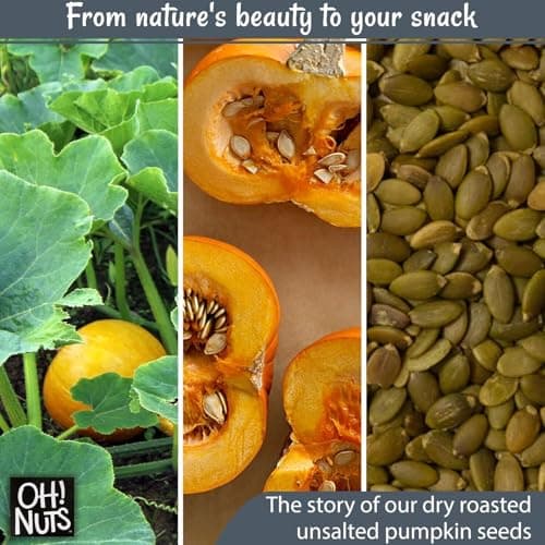 Oh! Nuts Pumpkin Seeds - Raw - 100% Natural - 1 lb - Pepitas Raw Unsalted - Packed in New York Zip-Seal Bag for Exceptional Freshness
