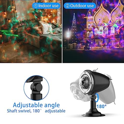 Christmas Halloween Laser Projector Lights - Outdoor Waterproof Holiday Light Projector with 10 Color, Aurora & Ocean Wave Pattern - Landscape Night Light for House,Garden,Yard Christmas Decoration