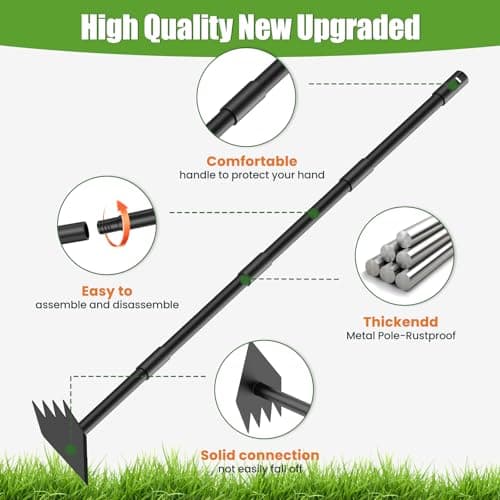 Luvenia Garden Hoe Triangle Sharp Hoes Garden Tool Manual Weeder Gardening Weeding Tool 60" Long Handle 2-in-1 Adjustable Stainless Steel Heavy Duty Hoes for Digging Soil Weeding Planting