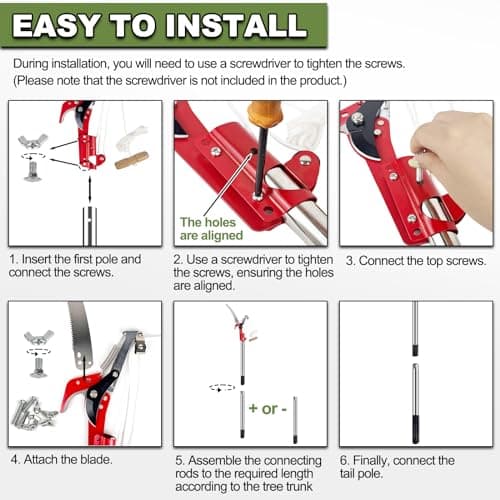 13ft Pole Saws for Tree Trimming, Lightweight Stainless Steel Tree Trimmers Long Handle Pruner, Tree Pruner Extendable, Manual Pole Cutter for Yard Garden Patios Trees Branches Cutting