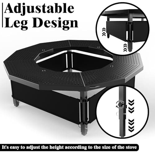 Fire Pit Surround Tabletop for Solo Stove Bonfire Ranger 2.0, with UV-Resistant Outdoor Fabric, Thick Metal Black