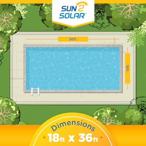 Sun2Solar Blue 18 ft x 36 ft Rectangle Solar Cover | 800 Series | Heat Retaining Blanket for Rectangular Inground & Above Ground Swimming Pools | Use Sun to Heat Pool | Bubble Heating Blankets