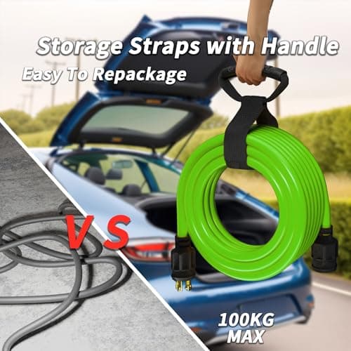 15FT 30 Amp Generator Extension Cord 4 Prong, NEMA L14-30P/L14-30R 10 Gauge STW 125/250V Twist Lock Generator Cord Heavy Duty, Green ETL Listed