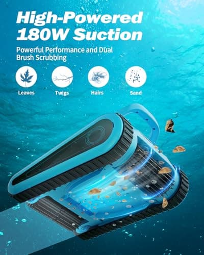 2025 Upgraded HISION Cordless Robotic Pool Cleaner with Wall-Climbing & Waterline Cleaning, 180W Brushless Motor Powerful Suction, 150-Min Runtime for In-Ground & Above Ground Pools up to 2000 Sq.Ft