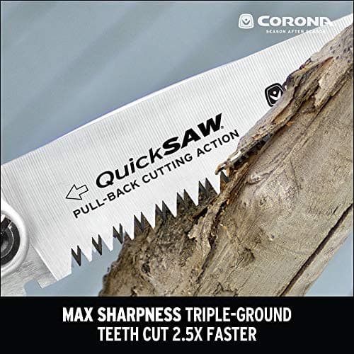 Corona Tools 7-Inch QuickSAW Folding Saw | Pruning Saw Designed for Single-Hand Use | Curved Blade Hand Saw | Cuts Branches Up to 4" in Diameter | QS 7800