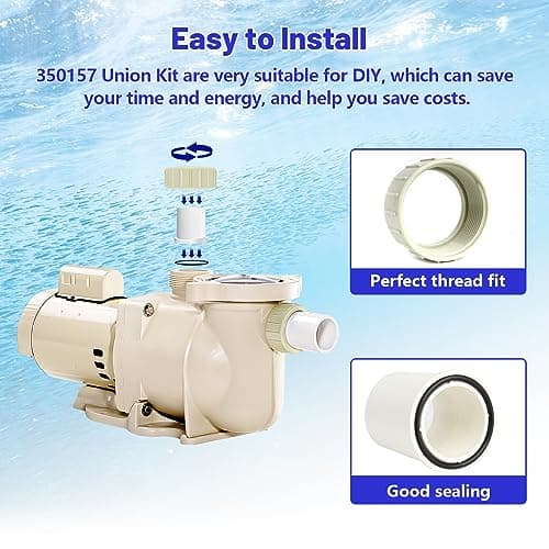 Pool Pump Union Fittings Replacement Pentair SuperFlo & SuperFlo Variable Speed Pool Pump, 2 Inch 350157 PVC Union for Pentair SuperFlo VS 342001-2 Pack