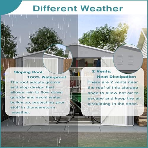 Outdoor Storage Shed, 10 X 12 FT Large Metal Utility Tool Sheds with Floor Frame, Steel Garden Shed for Backyard Garden Patio Lawn