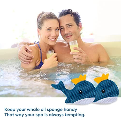 Hot Tub Scum Absorber Whale - 2 Pack Oil Absorbing Hot Tub Floating Sponge Cleaner Absorber, Keeps Water Clear, Reusable Pool Scum Absorber Hot Tub Spa Accessories
