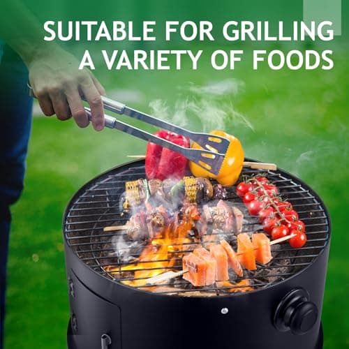 16 Inch Charcoal BBQ Smoker Grill,3-in-1 Portable Vertical Grill Cooker with Built-in Thermometers & Adjustable Vent Systems for Outdoor Backyard Cooking, Camping & Patio Parties