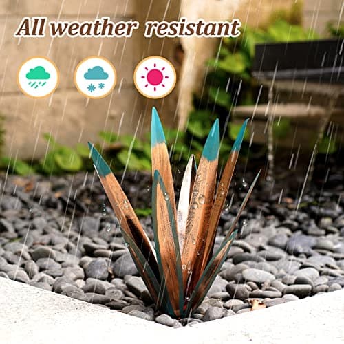 Tequila Rustic Sculpture, 2Pack DIY Rustic Hand Painted Metal Agave, Metal Agave Plant Home Decor, Garden Yard Sculpture Lawn Home Art Decoration Statue, Garden Ornaments Outdoor Decor (Small)
