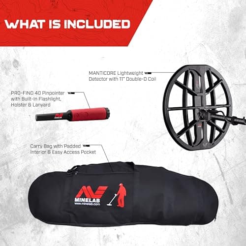 MINELAB MANTICORE Metal Detector Professional Bundle for Adults with PRO-FIND 40 Waterproof Pinpointer & Universal Metal Detector Carry Bag