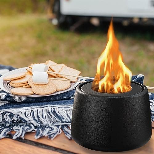 Ceramic Tabletop Fire Pit, Portable Ethanol Fire Bowl, Mini Rubbing Alcohol Fireplace Table Top Fire Pit Bowl Long Burning Smokeless Housewarming Gift with Indoor & Outdoor & Garden