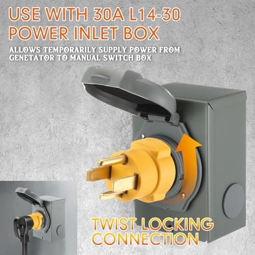 Kanayu 4 Prong 30 Amp Dryer Adapter Compatible with NEMA 14-30P to L14-30R, 4 Prong Dryer Outlet to Generator Locking Plug Adapter Welder Generator EV Charger Cord Adapter