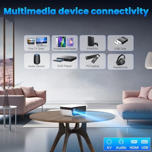 Mini Projector, NICPOW Portable Outdoor Movie Projector with Tripod, 1080P and 200" Supported Small Projector Compatible with TV Stick, Phone, PS5, HDMI, USB for Home, Bedroom, Gaming, Outdoor Use