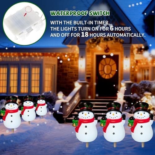 3-Pack Snowman Pathway Lights With Timer, LED Christmas Outdoor Decorations, Waterproof Figure Lights for Garden, Yard, Lawn, Street