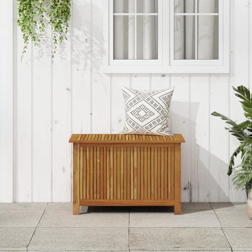 vidaXL Outdoor Storage Box, [Load Capacity Gallon] Deck Box with Lid, Storage Chest with Water-Resistant Bag Inside, 35.4''x19.7''x22.8'', Solid Acacia Wood