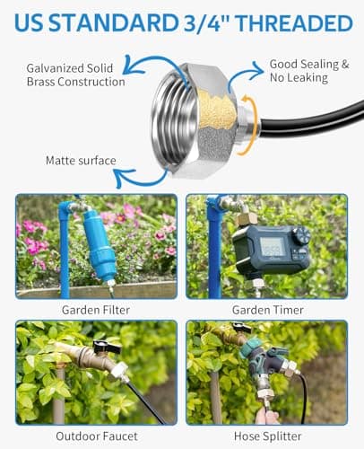 homenote Misting Cooling System 59FT (18M) Misting Line + 20 Brass Mist Nozzles + Brass Adapter(3/4") Outdoor Mister for Patio Backyard Garden Greenhouse Watering