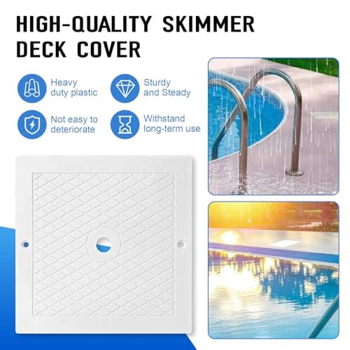 10'' Pool Skimmer Lid/Cover Replacement for Hayward SPX1082E, SP082 1083 1084 1085 SP1086, Square Skimmer Basket Deck Covers Plate for Inground Pools, Heavy Duty Plastic, White, 2 Pack