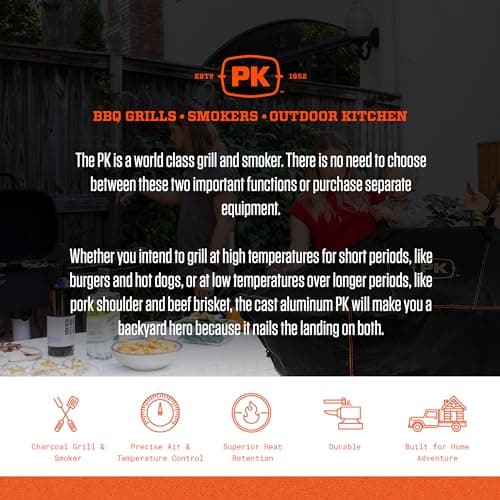 PK Grills PK360 Grill Cover for Outdoor Grill, Grill Accessories, Waterproof, Fits PK 360 Grill and Smoker, Black