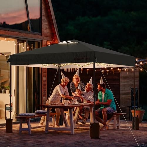 10x10 Pop Up Canopy with Sidewalls, Easy Up Canopy Tent, Heavy Duty Tents for Parties, One Person Set Up Event Tent, Grey