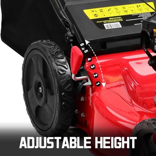 PowerSmart Self Propelled Gas Lawn Mower, 22 in. with 170cc OHV Engine, 3-in-1 Rear-Wheel-Drive High Wheels, Red