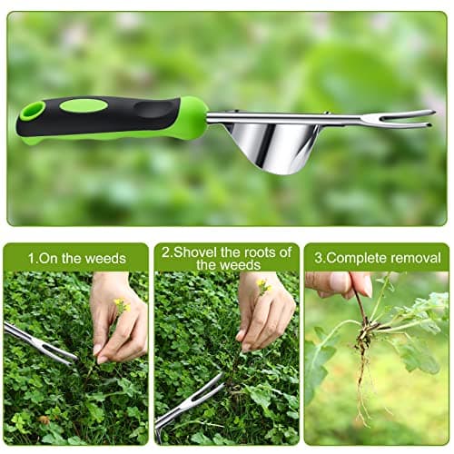 Hand Weeder Tool Garden Weeding Tool Gardening Weeder Tool with Ergonomic Handle, Stainless Steel Garden Lawn Farmland Transplant Gardening Plant Tool (Fulcrum, 2 Pieces)