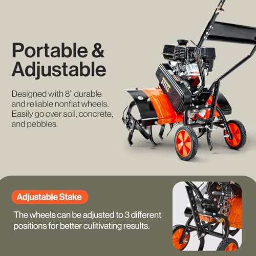 SuperHandy Tiller Cultivator – 7HP 209cc Engine, Adjustable Tilling Width & Depth, Heavy-Duty Steel Tines for Garden Soil Prep, Landscaping & Weed Removal (Front Tine Tiller)