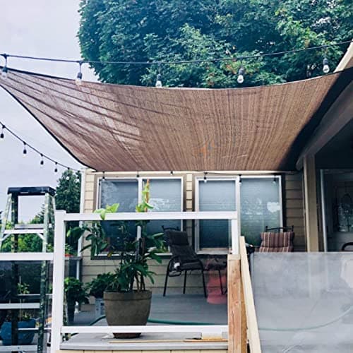 Shade Sail Sun Shade Cloth 9'9"x9'9" Rectangle Outdoor Canopy Outside Sunshade Awning Cover Privacy Screen Net UV Block for Patio Pergola Gazebo Porch Backyard Lawn Garden Outdoor Activities