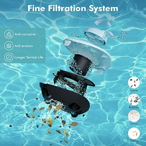 HYDRUS Robotic Cordless Pool Vacuum Cleaner with Brushless Motor,Powerful Pool Robot for Above Ground Pools, Up to 90 Mins Runtime, Self-Parking, Robot Vacuum for Summer Inground Flat Pool up to 50 Ft