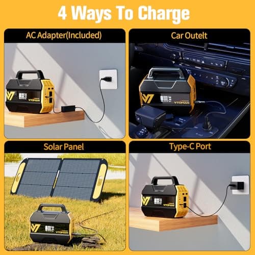 VTOMAN FlashSpeed 300 Portable Power Station 70000mAh, Only 7.4lbs with 7 Outlets, LiFePO4 Generator with Up to 600W AC Outlet, 12V/24V DC Input Adapt RV/Van, PD 100W Type-C for Power Outage, Camping