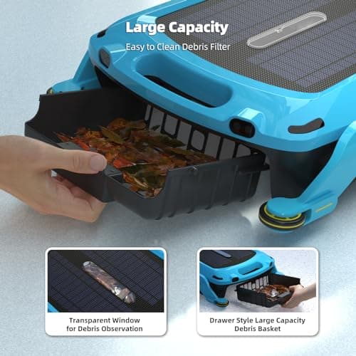 Solar Pool Skimmer Robot: Automatic Cordless Robot Solar Powered Pool Skimmer Cleaner for Pool Surface with Dual Charging Options Path Optimization Two Speed Modes Saltwater Compatibility