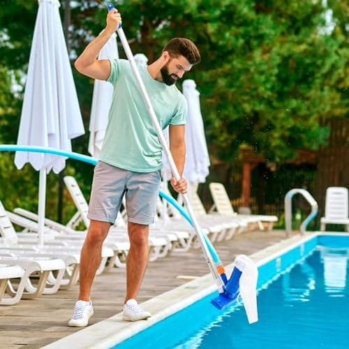 Upgraded Handheld Pool Vacuum for Above Ground Pool - Swimming Pool Jet Cleaner with 70" 5 Section Poles, Small Underwater Vacuum Kit W/Brush for Spas, Ponds, Fountains