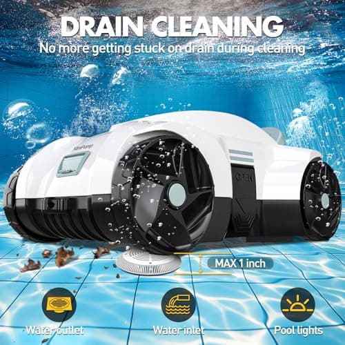 Automatic Pool Vacuum Robot, Cordless Robotic Pool Cleaner for Inground Pools, Pool Vacuum Cleaner Automatically Removes Debris Underwater, 90-120Min Runtime, Ideal for Flat Above Ground Pools