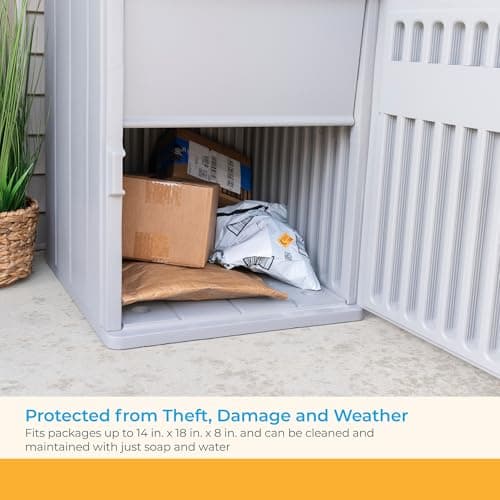 Suncast 33.5-Gallon Capacity Package Delivery Box, Parcel Drop Box with Lock, Weather Resistant Outdoor Storage Solution for Secure Package Deliveries, Made in USA